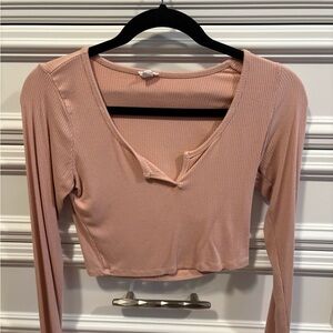 Garage Blush Ribbed Crop Top